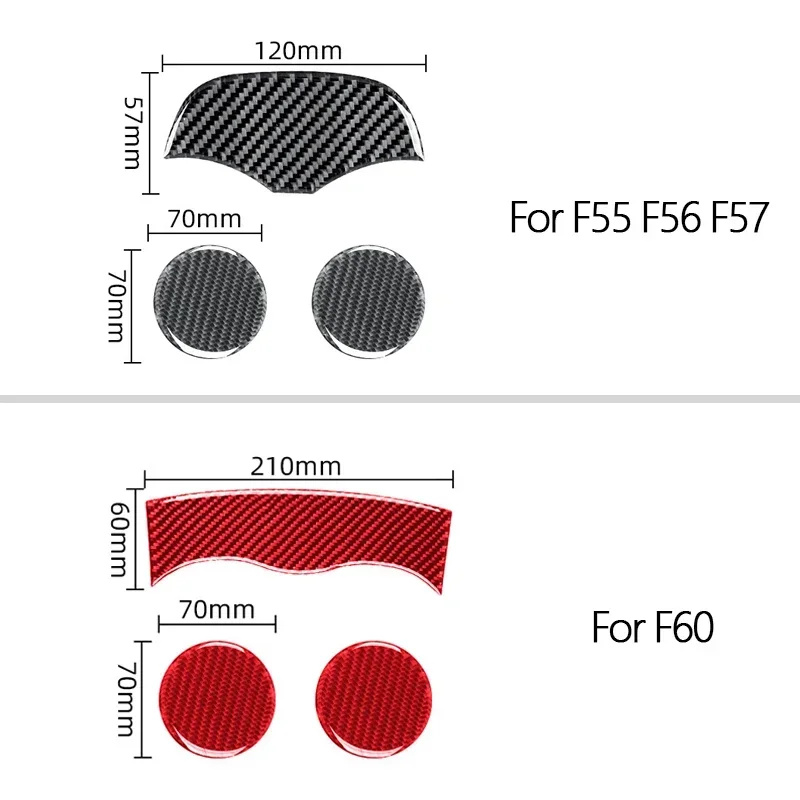 For Mini Cooper F55 F56 F57 F60 Real Carbon Fiber Car Water Cup Pad Groove Mat For Mini Car Interior Accessories 3PCS/SET