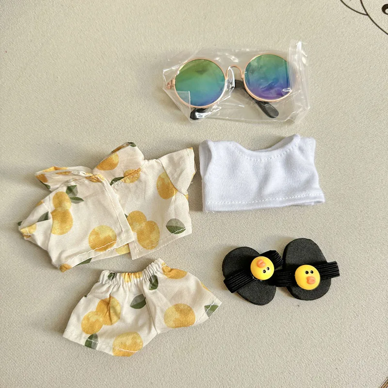 Clothes only Labubu Clothes Pendant Labubu Sitting Party Waistcoat Beach Glasses Set