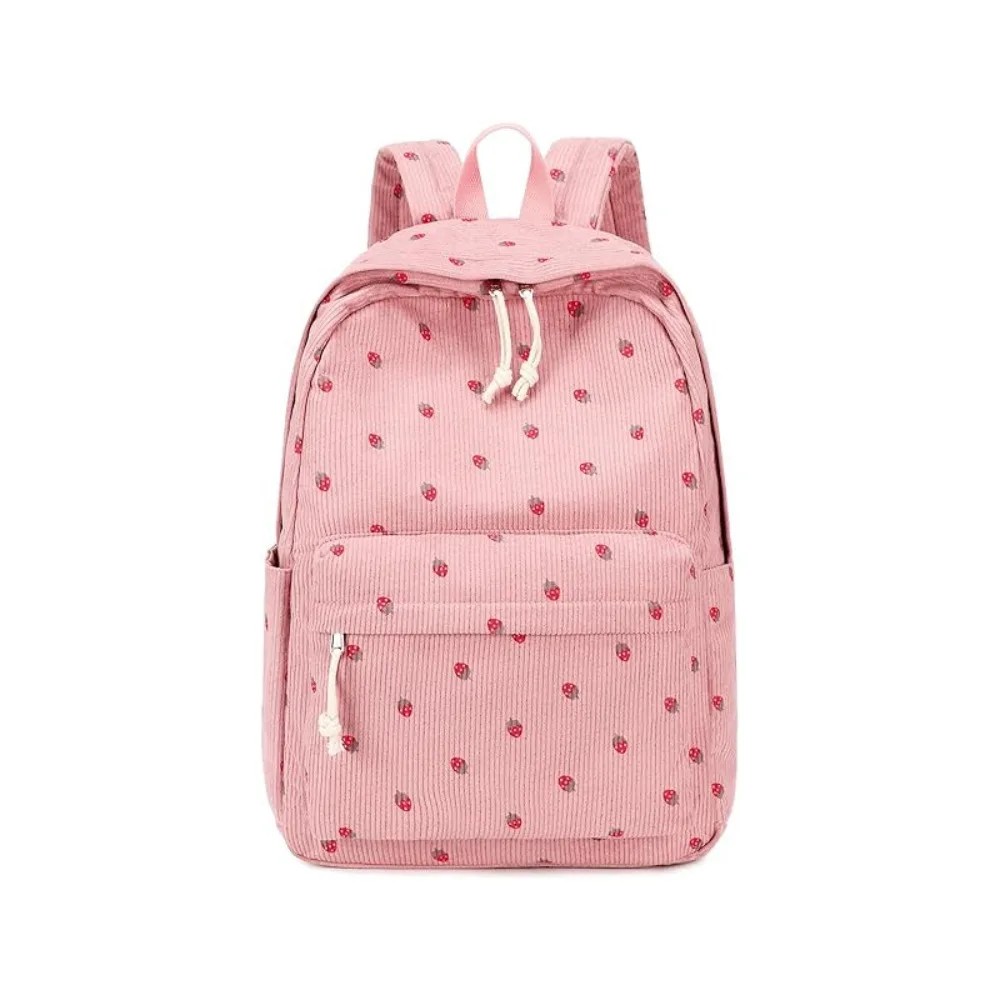 Cute Corduroy Girls Backpack Durable Lightweight Laptop Bag Bookbag for Kids Teens