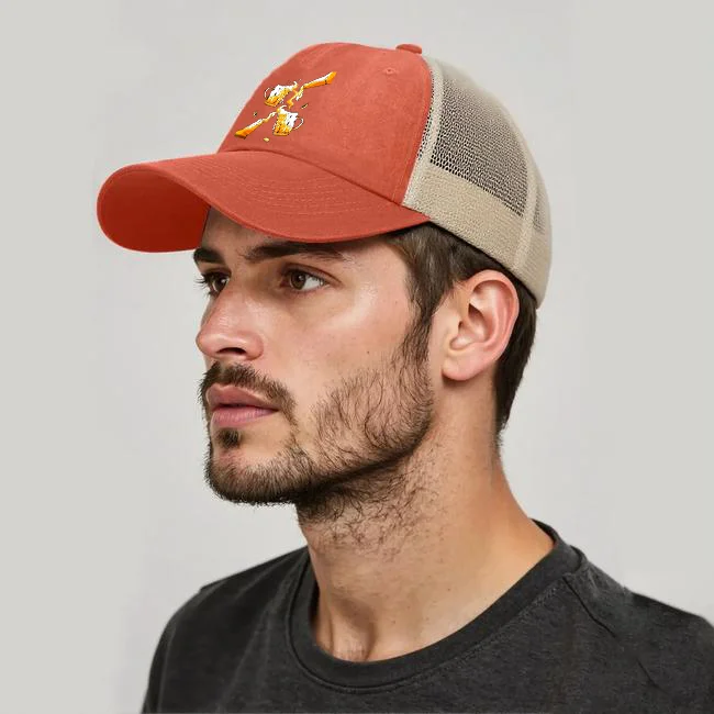 قبعة بيسبول شبكية مطبوعة من زجاج البيرة قابلة للتعديل، للرجال والنساء، هدية رياضية للسفر والتخييم والعطلات، برتقالي