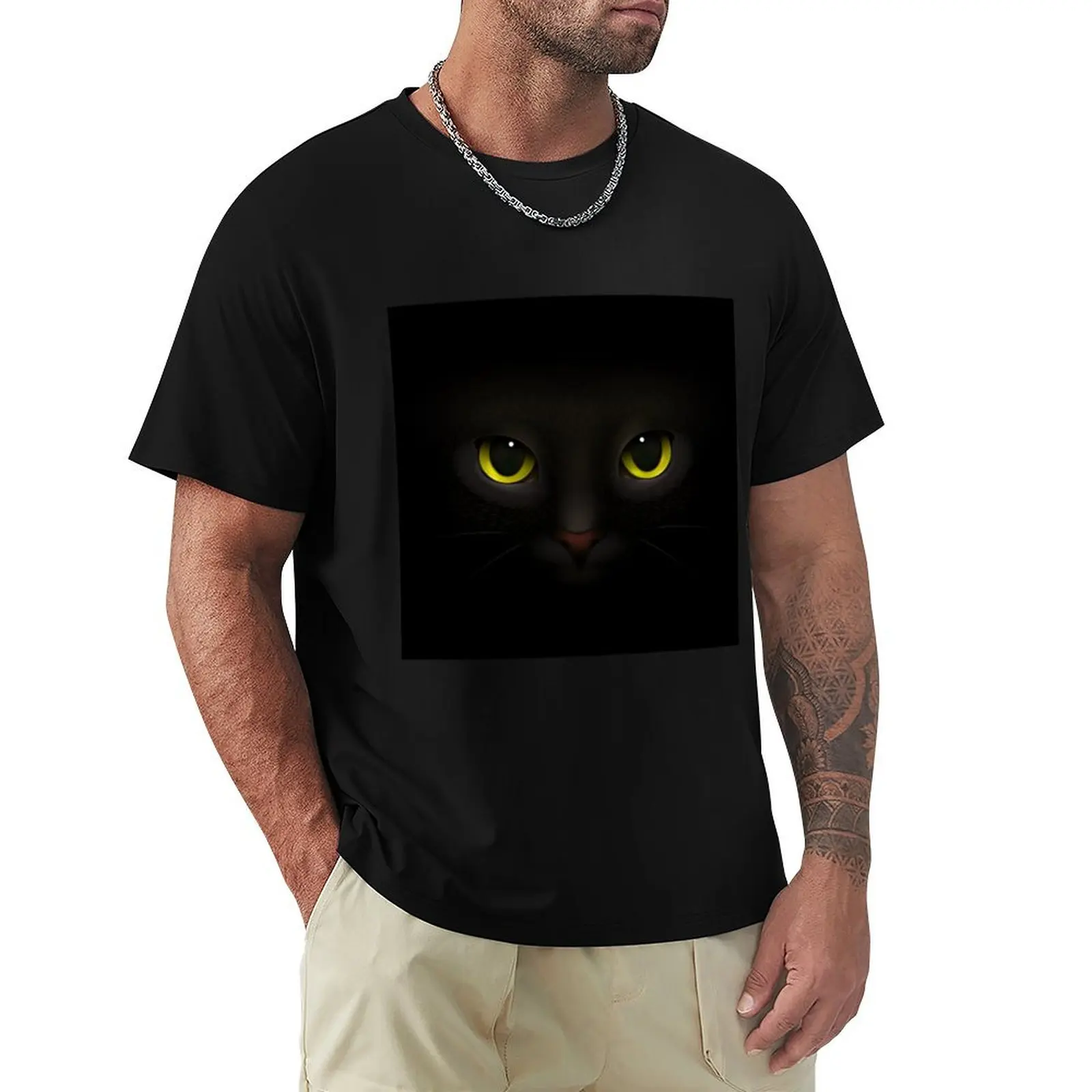 

Realistic Cat Composition In black T-Shirt Big and Tall Solid Color T-Shirt