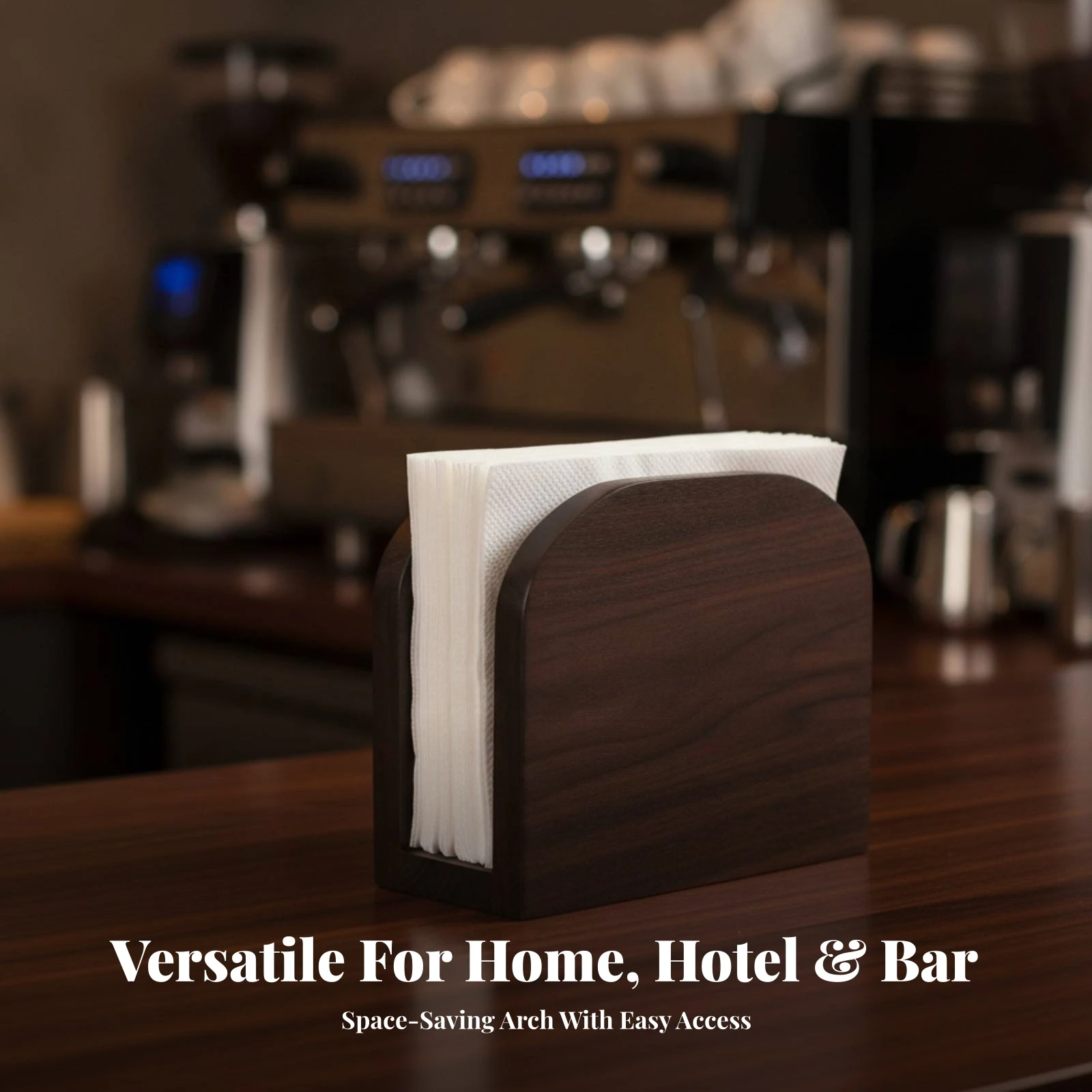 Wooden Napkin Holder Compact Paper Napkin Holder Decorative Stable for Restaurants, Dining Tables, Bar Tops