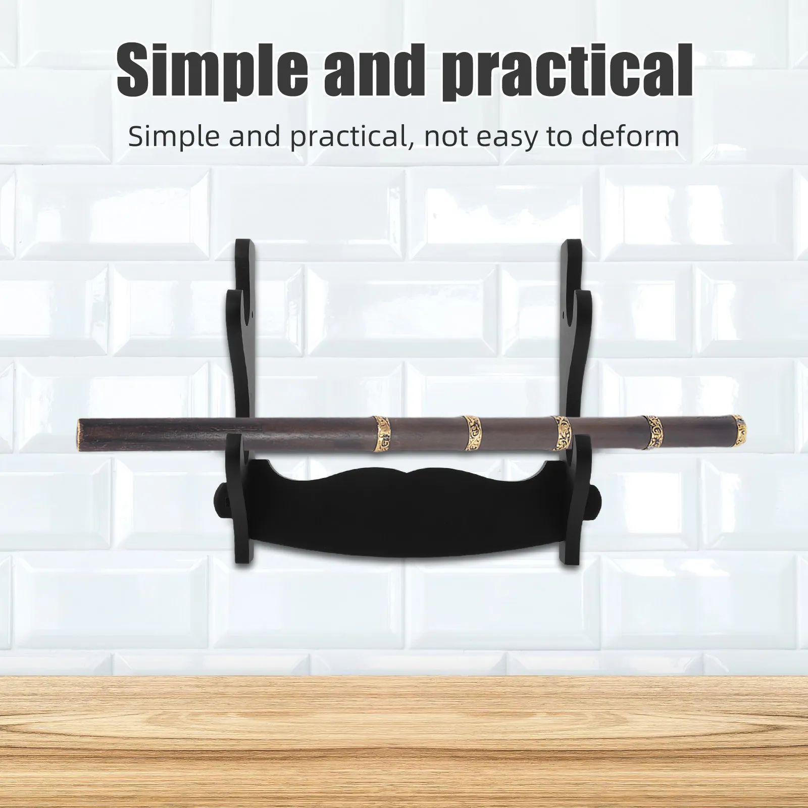 Wooden Flute Rack Double Tier Wall Mounted Display Holder Stand for Flute Sword Scabbard Collections Musical Instrument Display