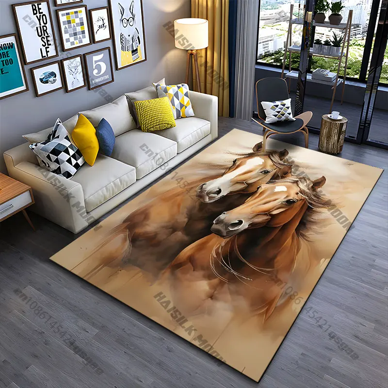 Majestic pair of running horses carpet Yoga living room room decor children's crawling mat doormat area rug games mat