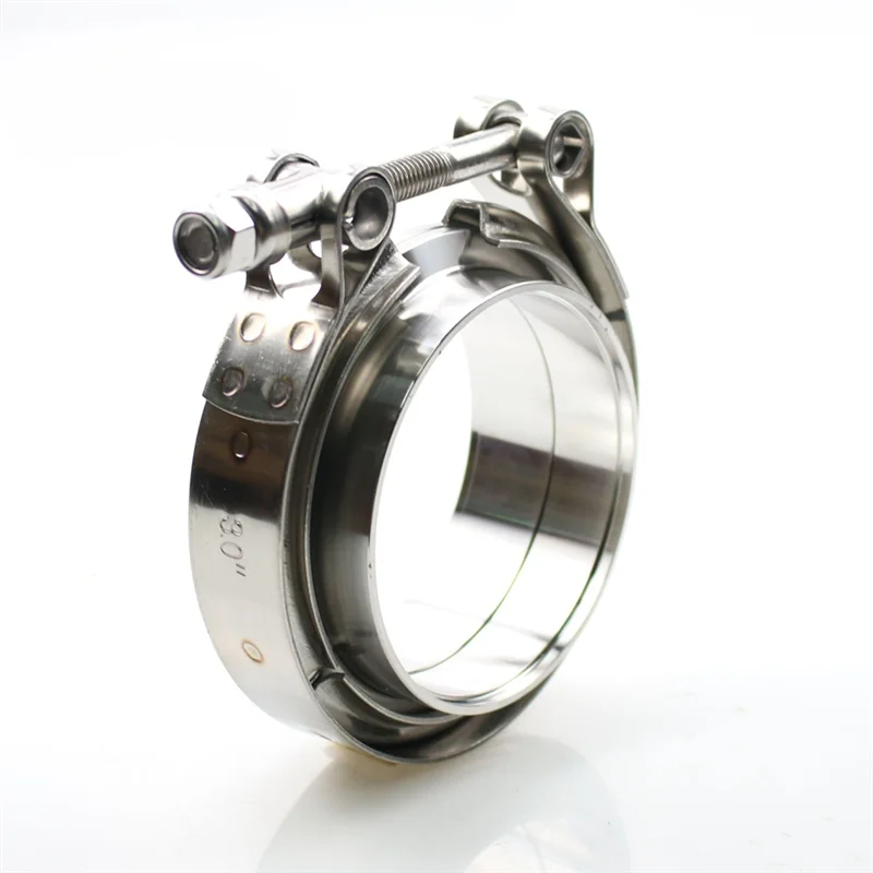 Flensa Knalpot Universal Cerdik, Klem Berbentuk V, Klem V-band 3 Inci Kit Knalpot Turbo V untuk Aksesori Suku Cadang SS304 3