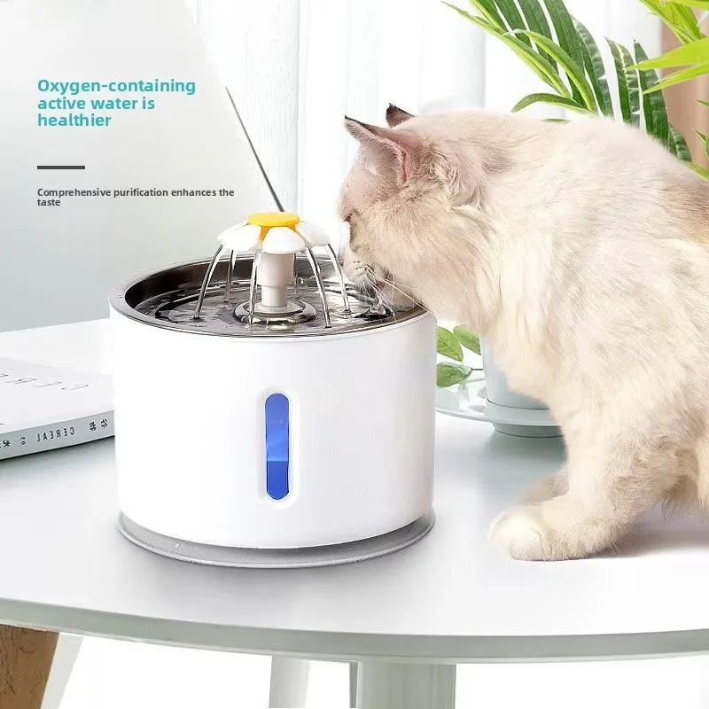 

Ultra Quiet Stainless Steel Automatic Pet Water Fountain Dispenser with LED Light Plastic Window and Filters