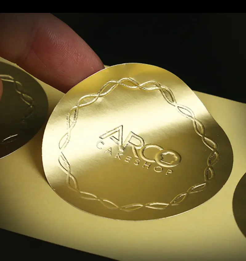 Customized high-end logo self-adhesive special texture paper 3D embossed sticker packaging label