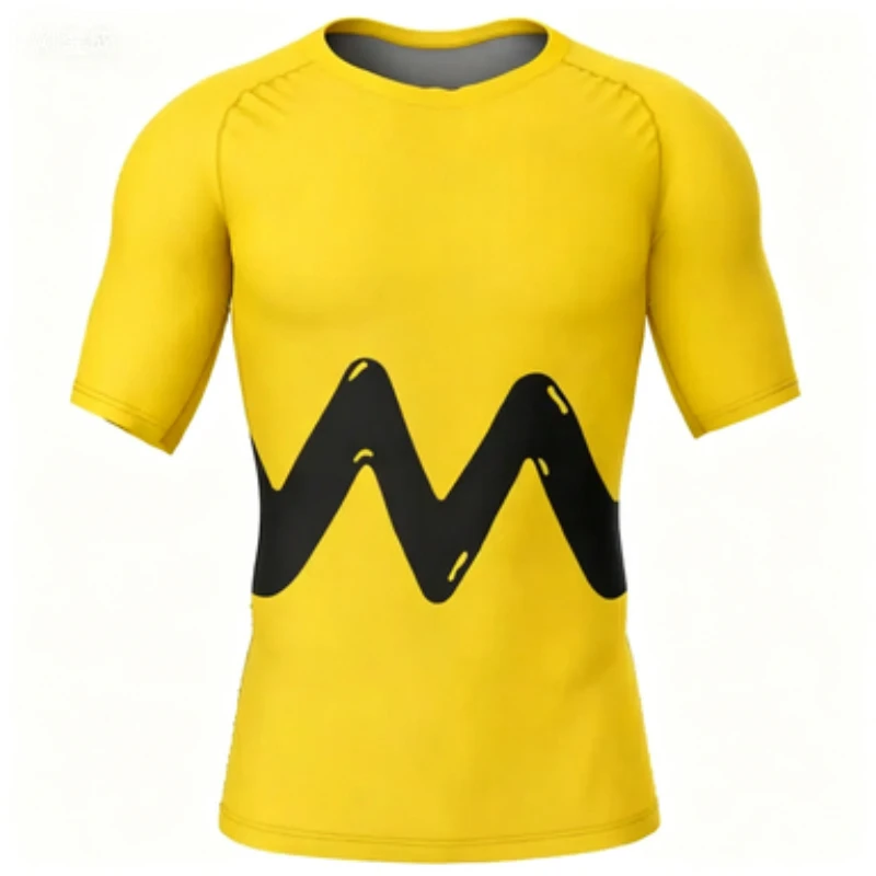 Summer Anime Fans Must Wear Two Outfits Charlie Brown Spitfire Dragon Speed Dry Tight Sport Short Sleeve