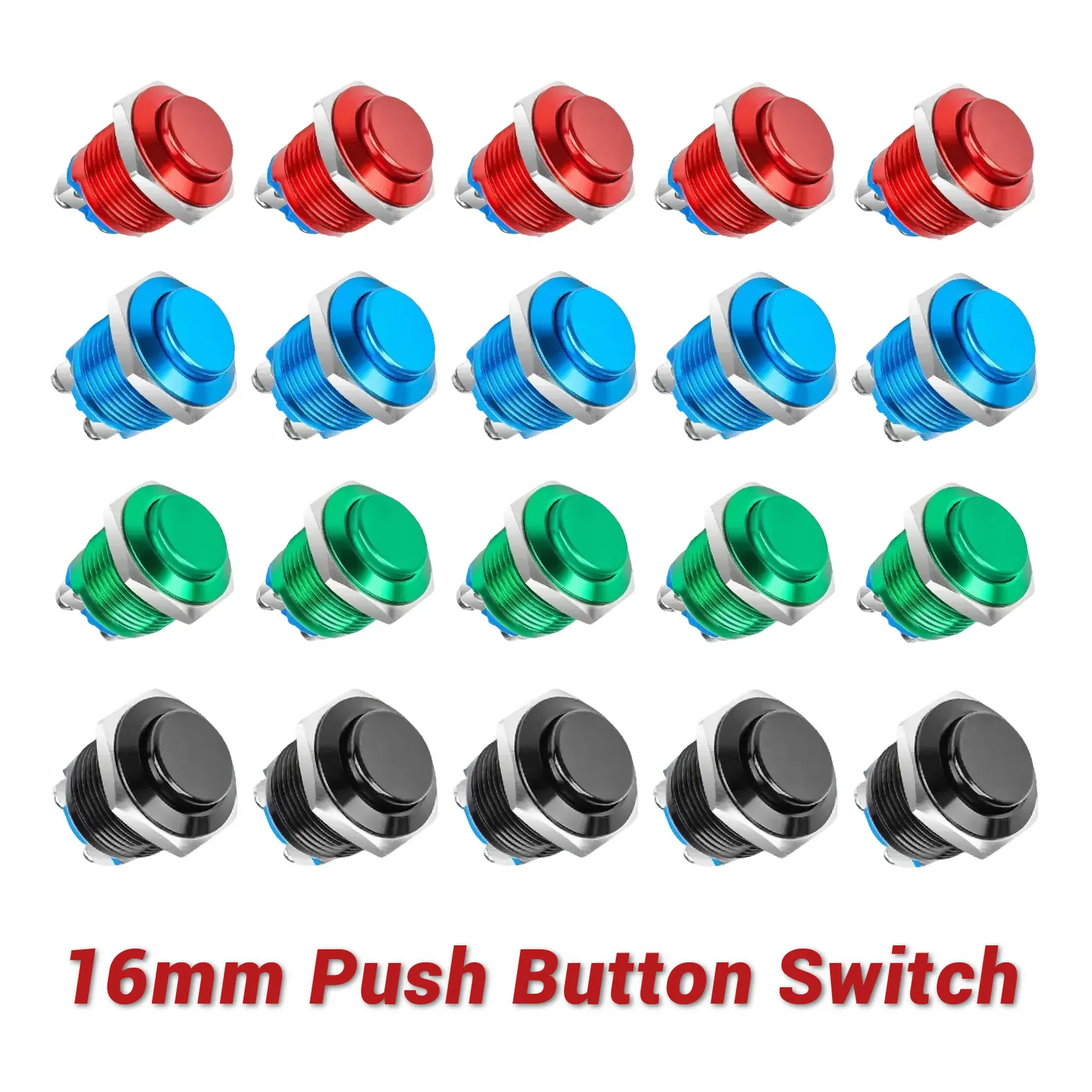 16 мм мгновенный высокий чехол водонепроницаемые металлические кнопочные переключатели автомобильный выключатель питания с винтомTermina