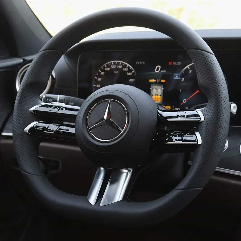 

DIY Hand-Stitched Leather Car Steering Wheel Cover for Mercedes-Benz E-Class E300L E300 E350L GLC Interior Auto Accessories