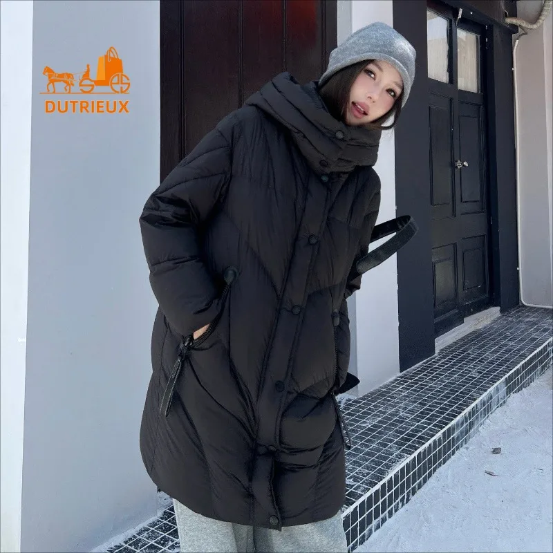 2025 New Winter Women Simple Mid-length Down Jacket, 90% Grey Goose Down, Thick Texture Elegant and Comfortable Warm Women Coat