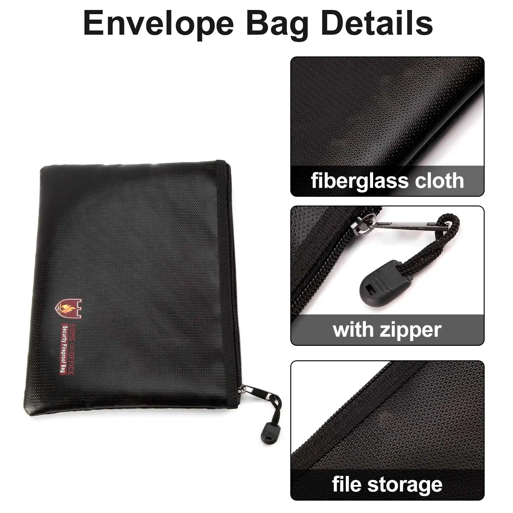 Fireproof Document Bags, Waterproof and Fireproof Bag with Fireproof Zipper for iPad, Money, Jewelry, Passport, Document Storage