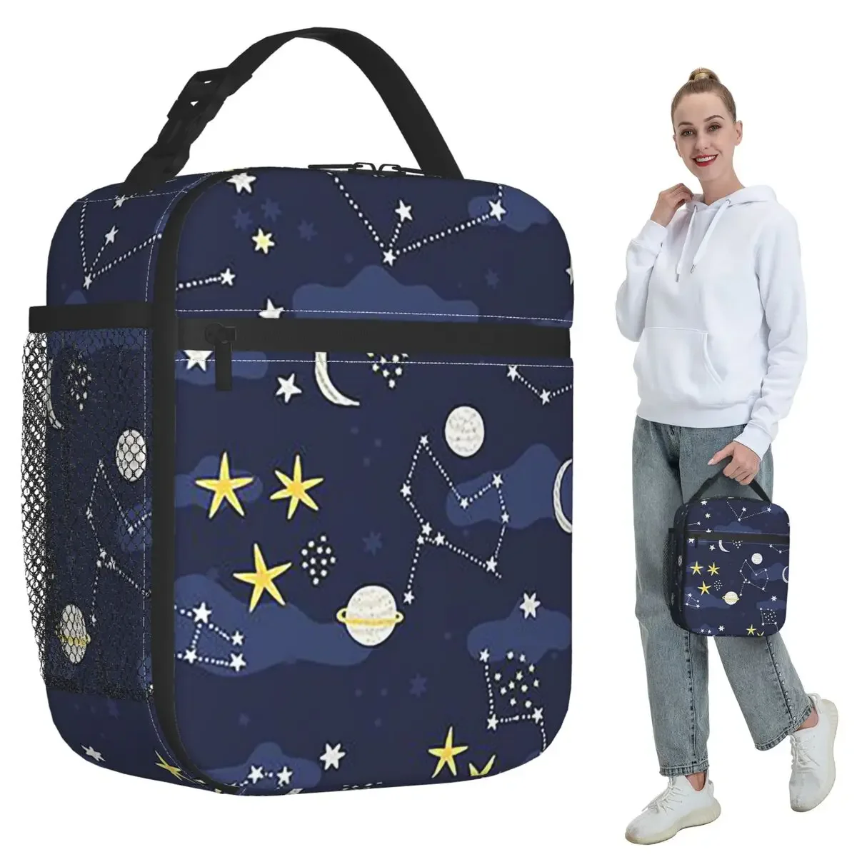 Galaxy Cosmos Moon Stars Astronomy Universe Insulated Lunch Bag for Women Office Cooler Thermal Food Box Tote Lunch Boxes