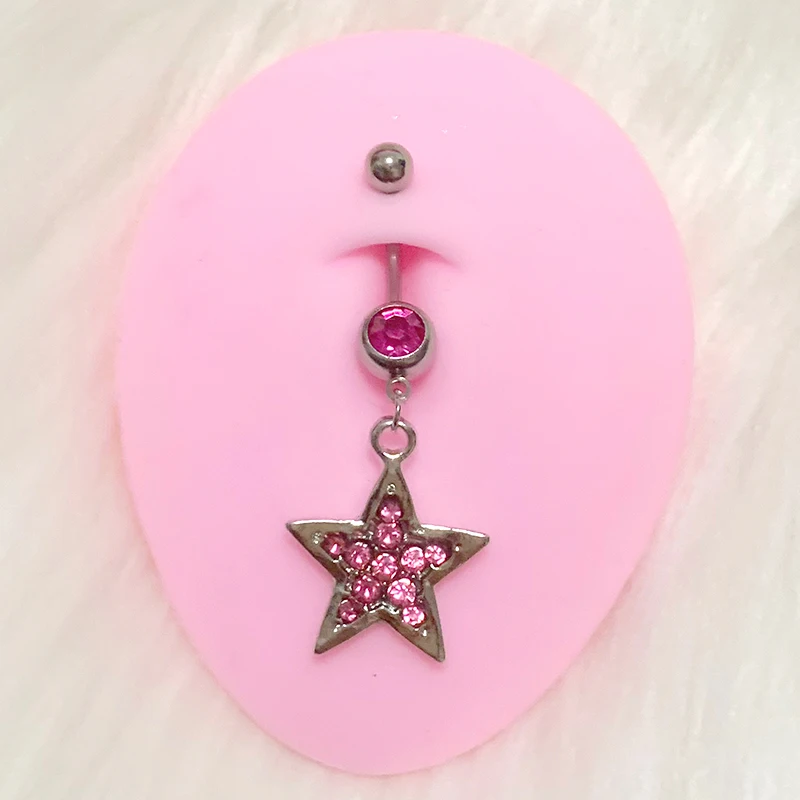 Korean Fashion Shiny Crystal Star Belly Rings Sexy Pink Cute Body Accessories Belly Piercing Y2K Charms Accessories