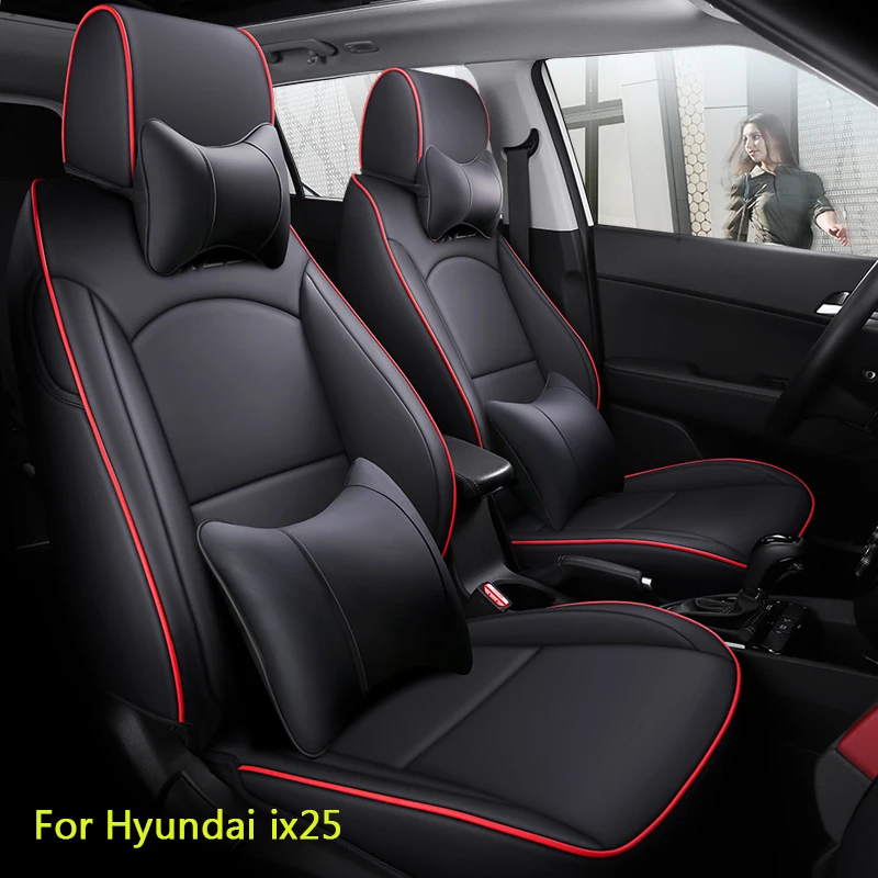 

Car Special Styling Seat Covers For Hyundai ix25 2014 2015 2016 2017 2018 2019 Faux Leather Waterproof Car Accessories -Black