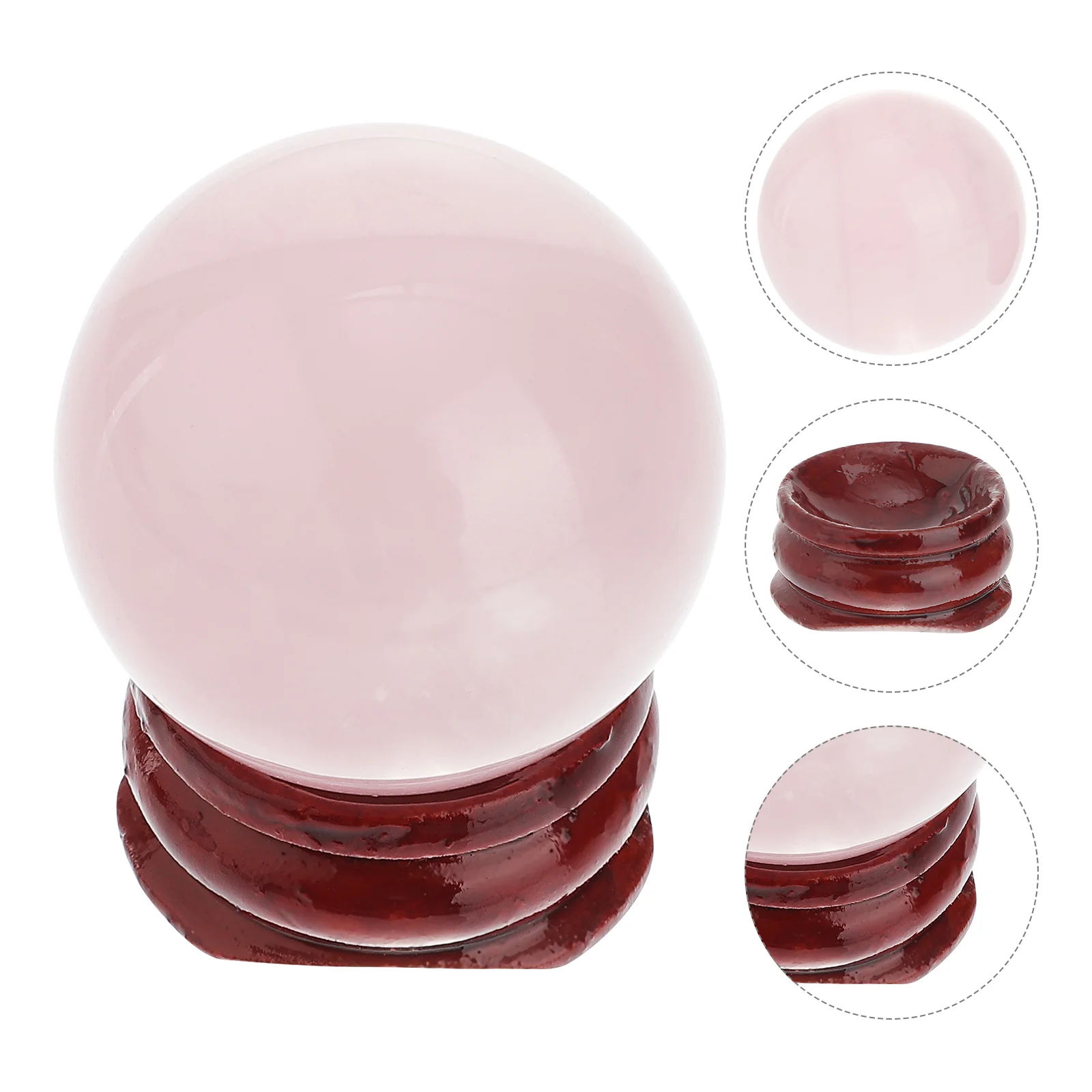 

Glass Ball Ornament Crystal Rough Vintage Decor Pink with Base Desktop Adornment