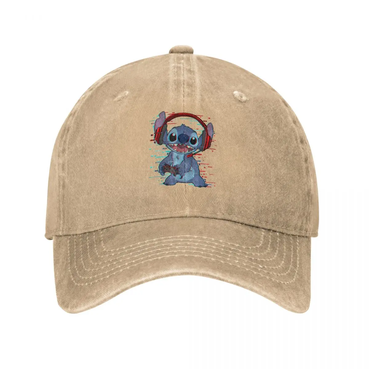 Washed Men's Baseball Cap Gamer Glitch Headset And Controller Trucker Snapback Caps Disney Lilo & Stitch Cartoon Film Golf Hats