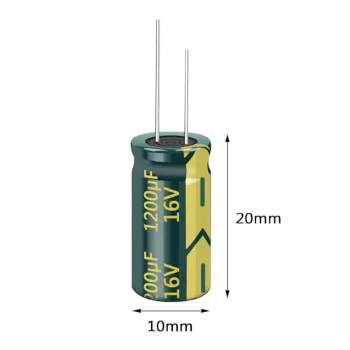 10Pcs 16V 1200UF Capacitor 10x20MM(0.39x0.78in) High Frequency Aluminum Electrolytic Capacitors for TV, LCD Monitor, Game