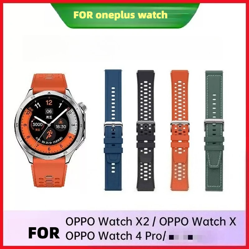 22mm Original fluororubber genuine leather strap for OPPO Watch X3 4pro WatchX/X2/S Oneplus Smart Accessories watch band