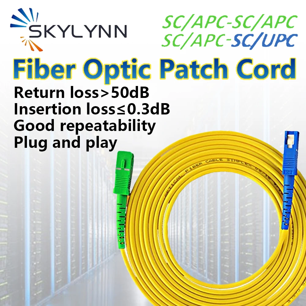 

10Pcs 1M SC/APC-SC/UPC Single Mode G652D Simplex Core 3.0mm Cable Fiber Optic Patch Cord Yellow LSZH Jacket