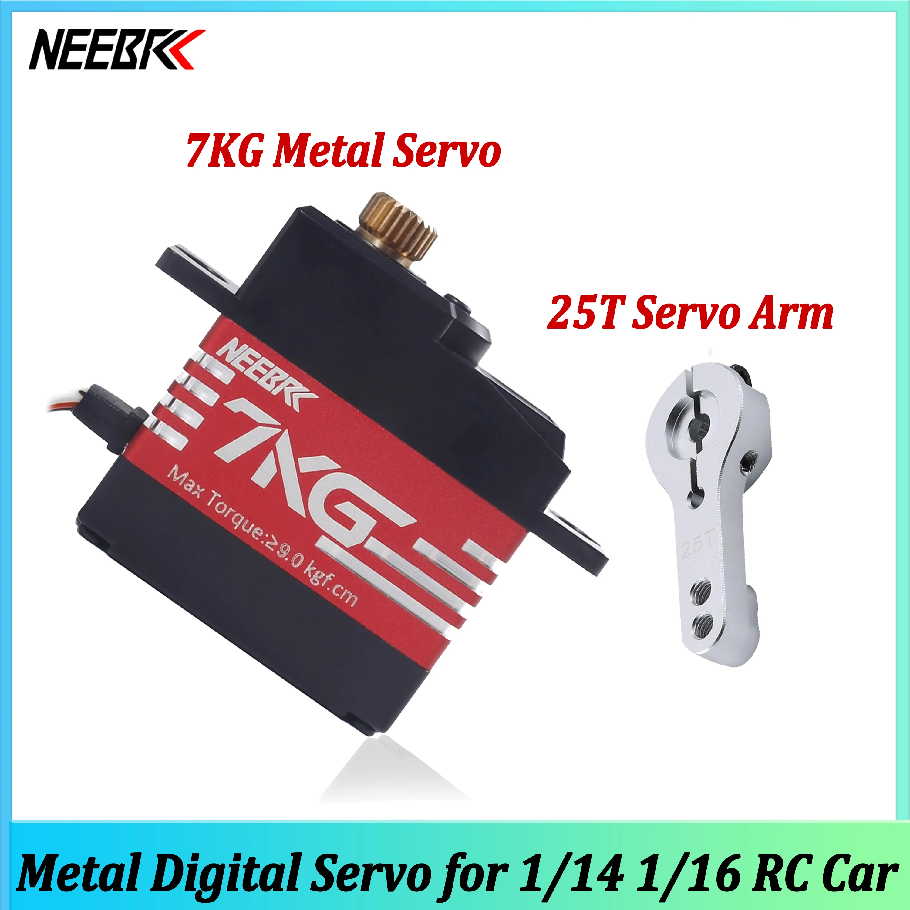 NEEBRC 7KG Wasserdichter Halb-Aluminium-Rahmen Metallgetriebe Digital Servo für 1/14 1/16 RC Auto 144010 MJX Hyper Go 14209 14210 Wltoys