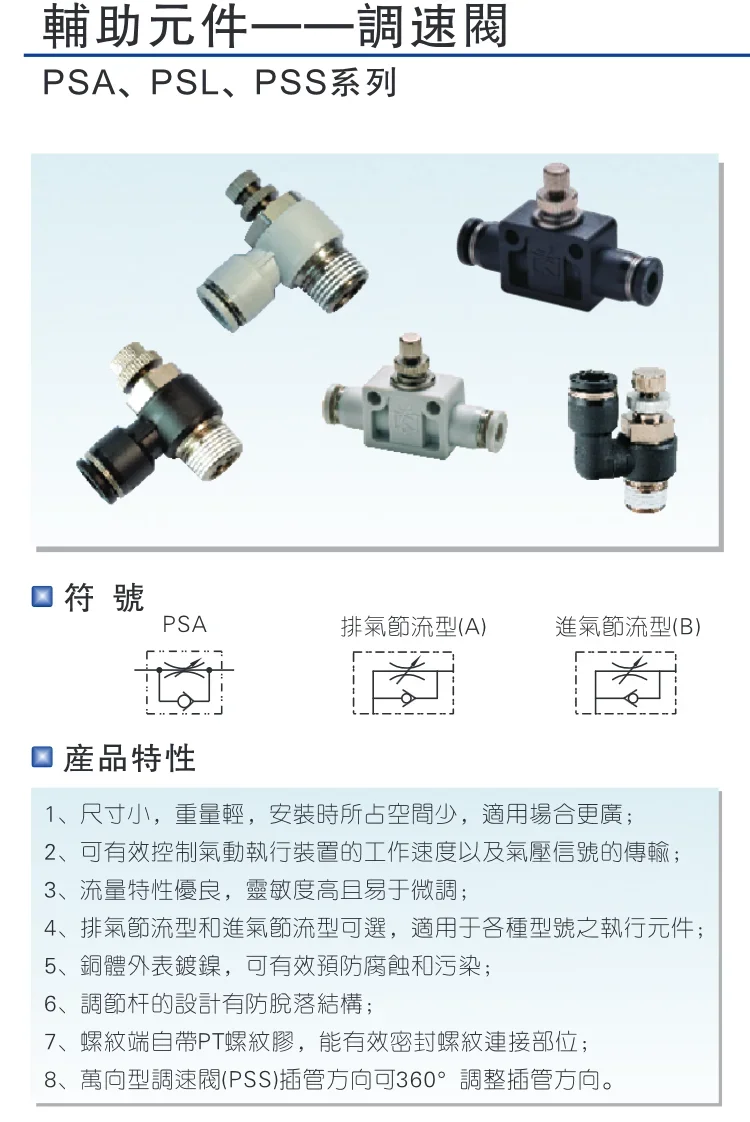 Airtec quick speed connector L-type throttle valve PSL4/6/8/10/12/M5/01/02/03/04-A-B