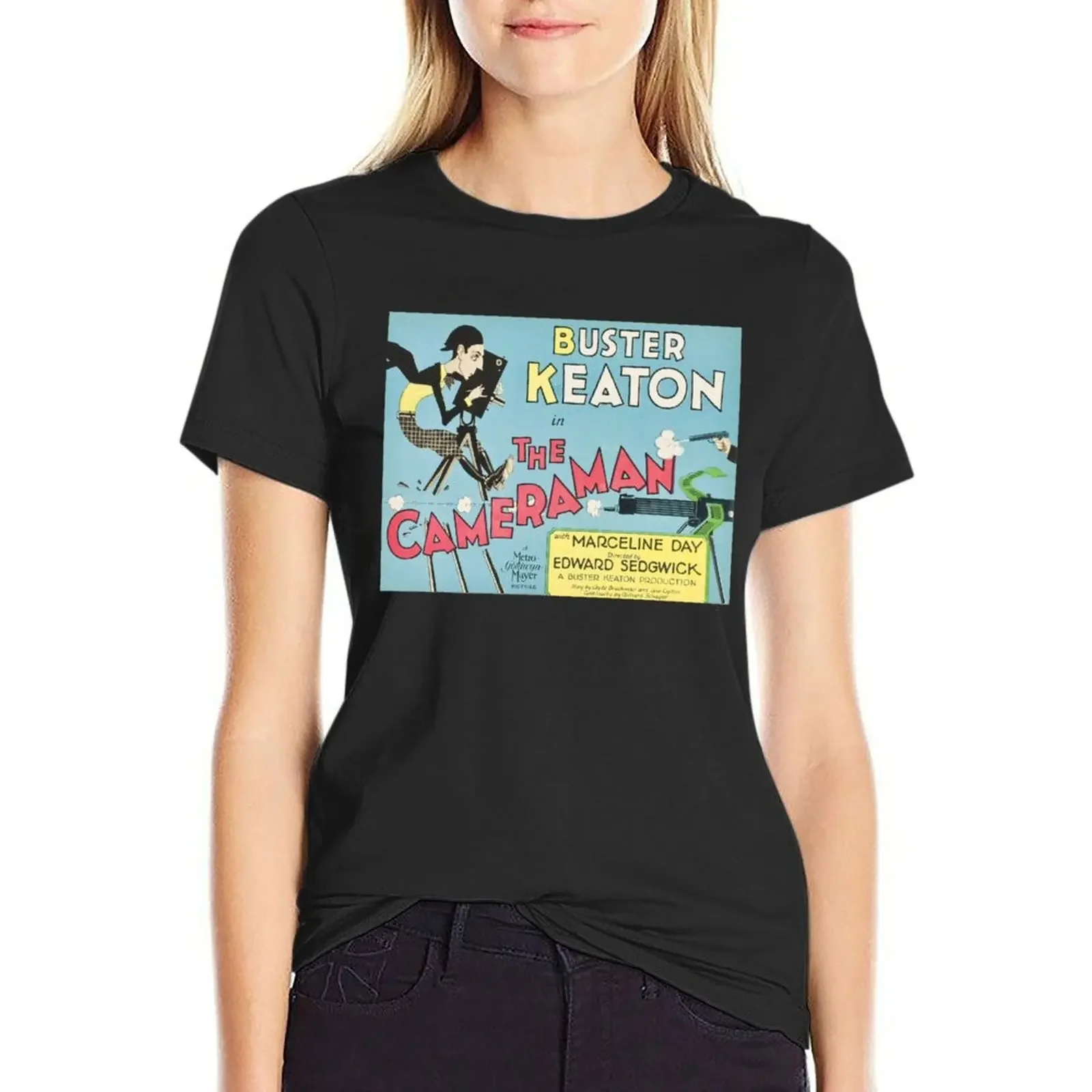 

The Camera Man - Buster Keaton vintage film poster T-Shirt Blouse graphics Women clothing