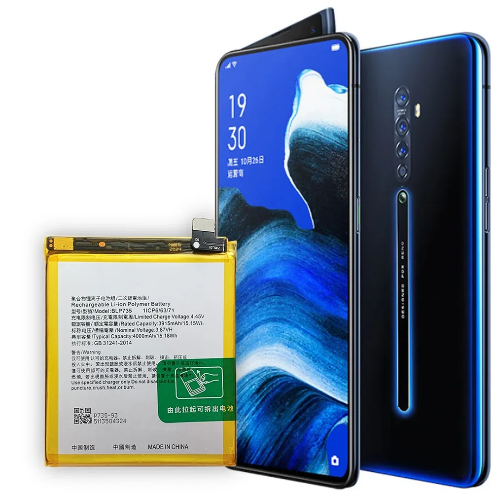 High Quality Replacement Battery For OPPO Reno 2 Phone BLP735 Built-in Lithium Battery Board New Large Capacity Battery