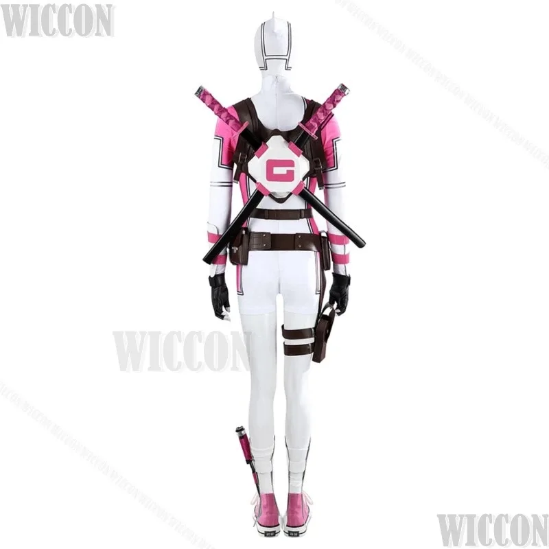 

Gwen Poole Pool Anime Game Forttnnitte Pink Ghost Cosplay Costume Pink Jumpsuit Shoes Women Girl Holloween Roleplay Customized