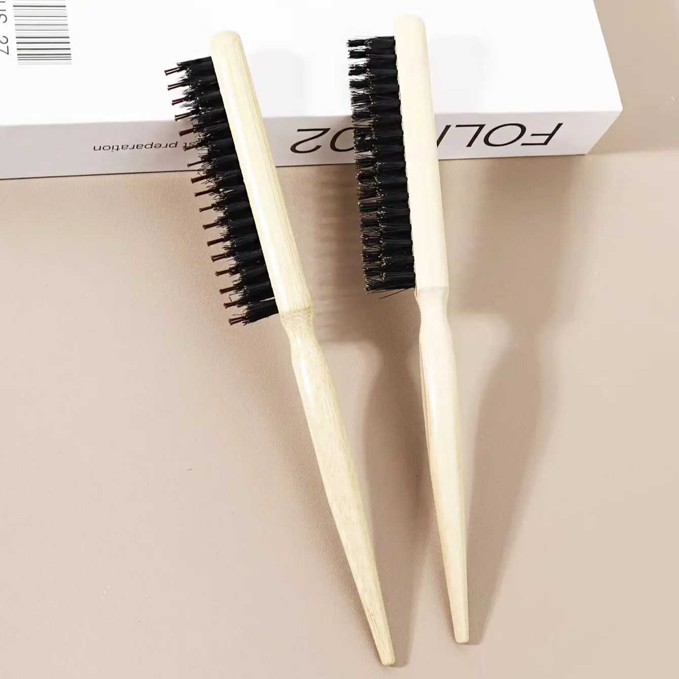 Wooden pointed tail beard brush, multifunctional bamboo handle hair comb,hair cleaning brush Special for real hair wigs