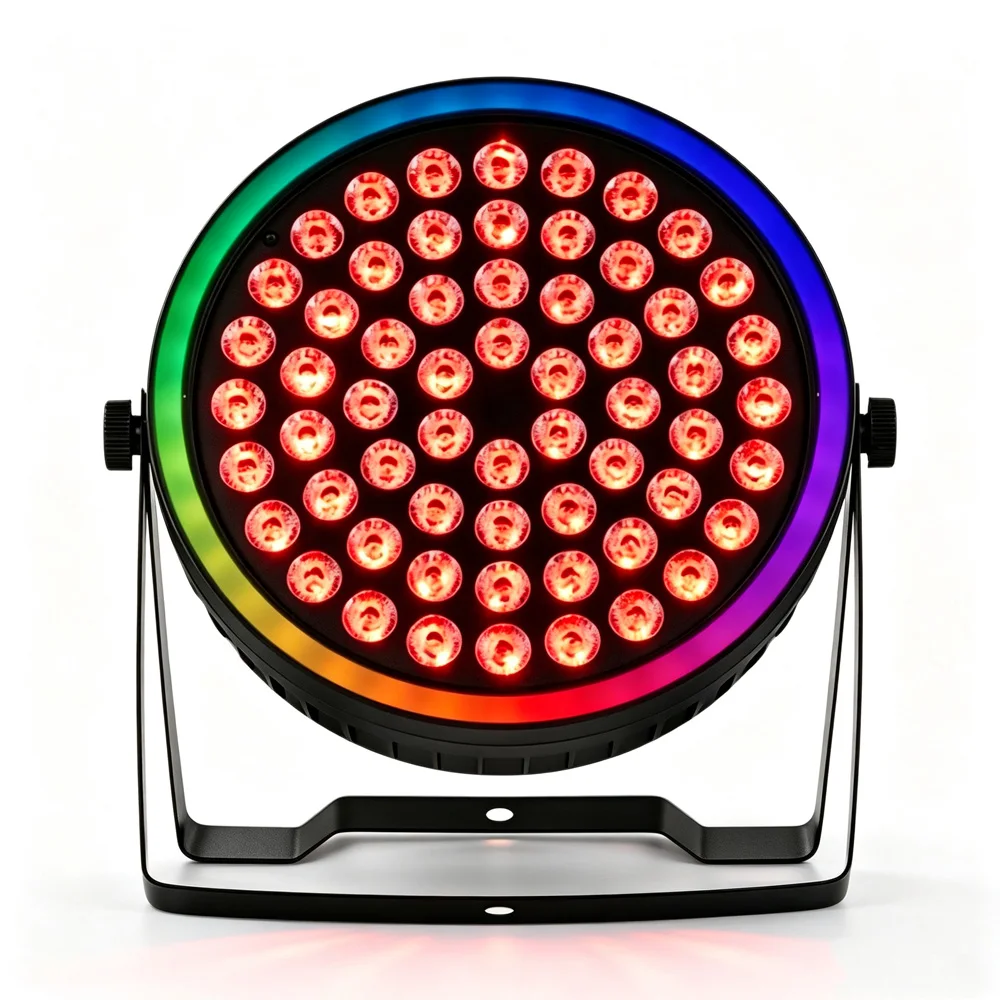 YUER 60 LED Par RGB 3in1 With Ring Horse Running Stage Effect Remote Control For Home Party Dj Disco Club Bar Floor Stage Par