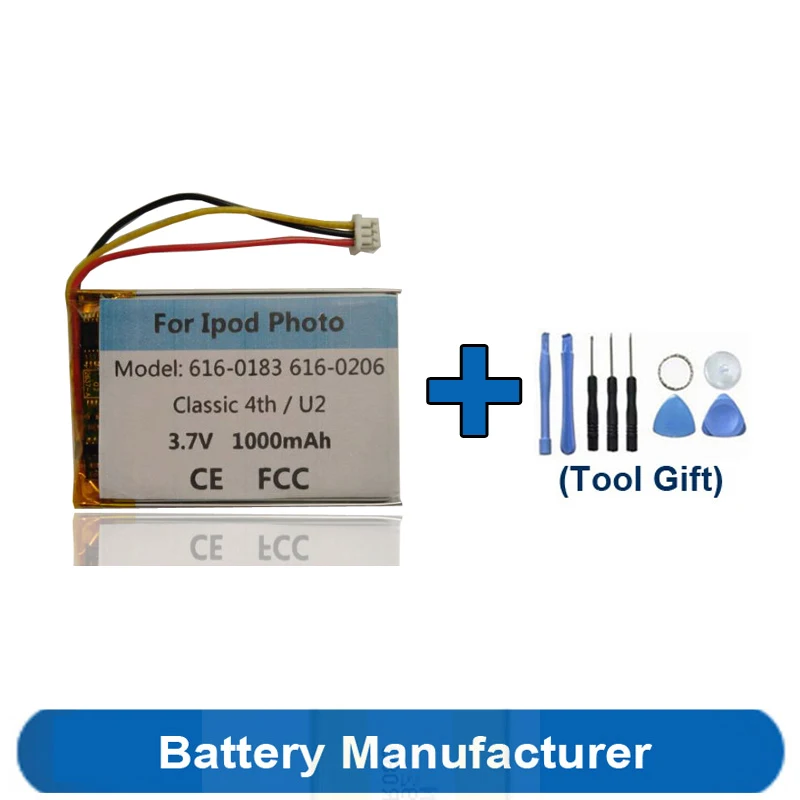 Toolsets Gift + 1000mAh 616-0183 616-0206 Battery For Apple Ipod Photo U2 A1059 Classic 4th 4 PE435A Gen A1099 20/40/60GB AKKU