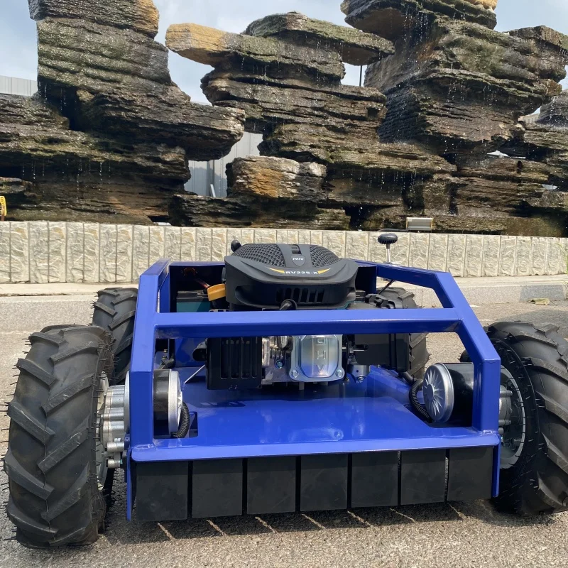 Robot cortacésped con control remoto de giro cero, todo terreno, con ruedas, personalizado, para uso doméstico, ahorro de energía y respetuoso con el medio ambiente