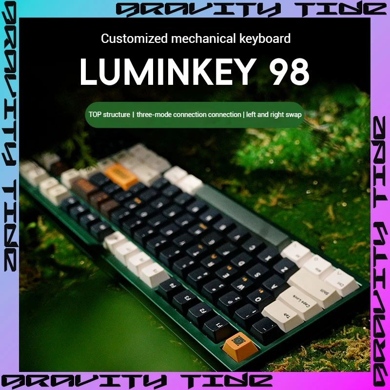 Luminkey 98 Aluminum Mechanical Keyboard Customized Office Keyboard Top Structure Three Mode Hot Plug Pad Left And Right Switch