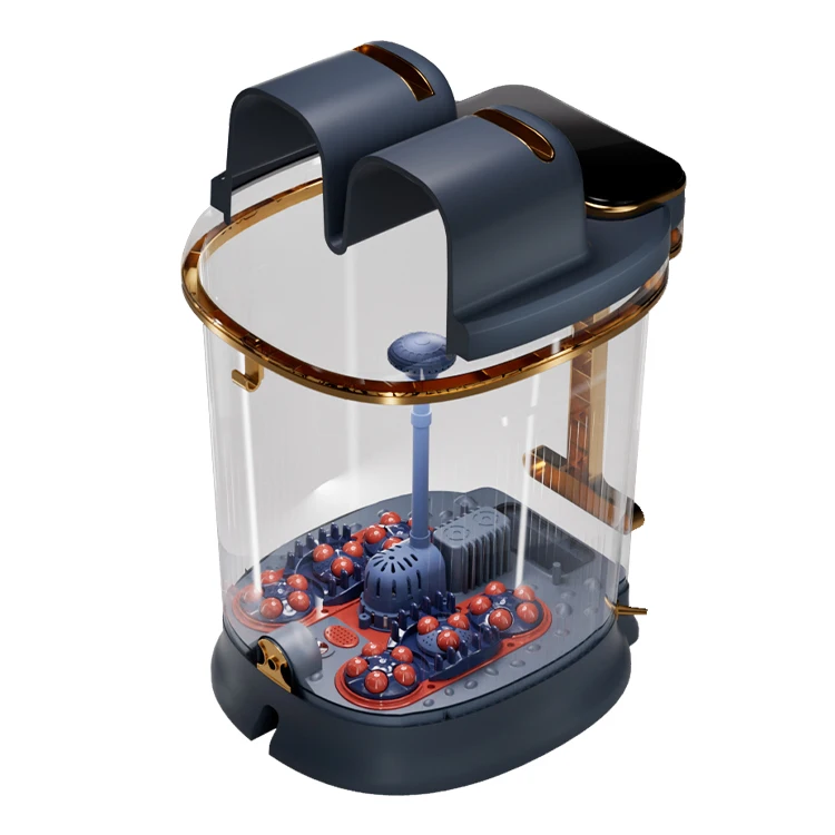 อ่างนวดเท้าไฟฟ้าอัตโนมัติที่บ้านพร้อมเข็มขัดบําบัดด้วยแสงสีแดงและลูกกลิ้งนวด 6 อันเพื่อบรรเทาขา