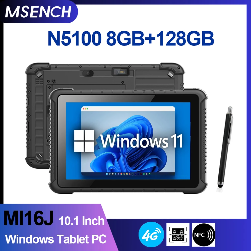 

MSENCH 10.1 Inch Windows 11 Rugged Tablet PC 8G+128G Intel N5100 CPU Data Collector IP67 Waterproof Rugged Industrial Tablet