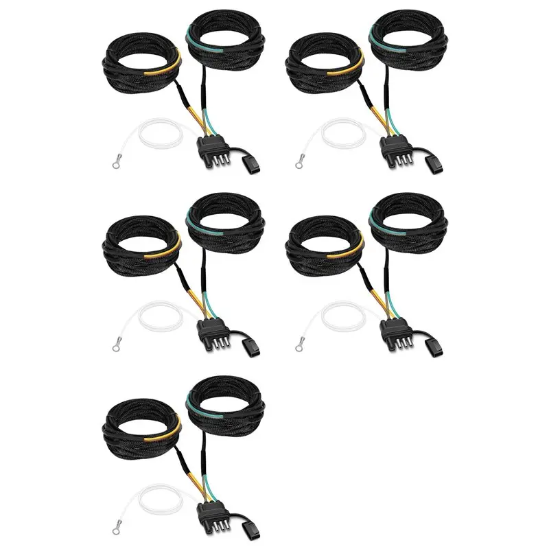 5Pcs 22FT 4 Pin 5 Wire Trailer Wiring Harness,Trailer Light Kit 5 Wire 4 Pin Harness Trailer Connector Wire Plug-L94A