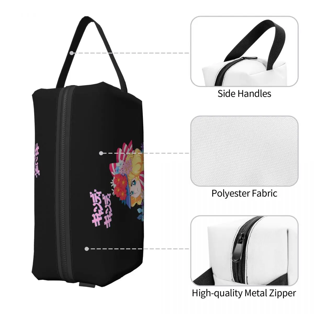 Bolsa de maquillaje de Manga de Anime Candy, organizador de cosméticos, Kit de almacenamiento Dopp, bolsa de cosméticos de aseo para mujer, estuche de lápices de viaje de belleza