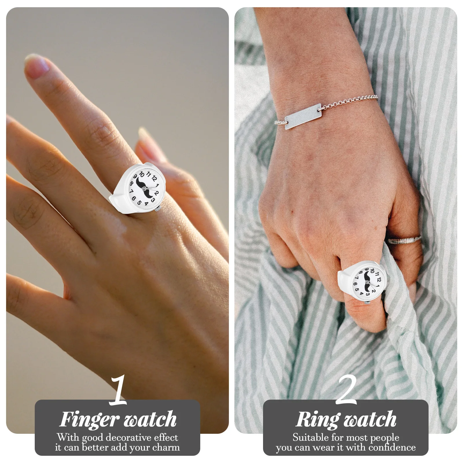 

Finger Ring Watch Stylish Round Ring Watch Fashionable Decorative Finger Circle ABS Material Safe to Wear Watches