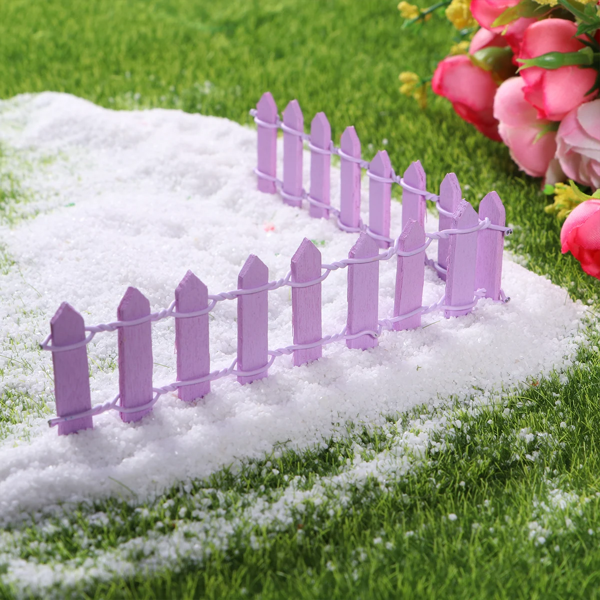 

10 Pcs Edging Fence Christmas Tree Water Proof Miniature Purple Wooden Decorations