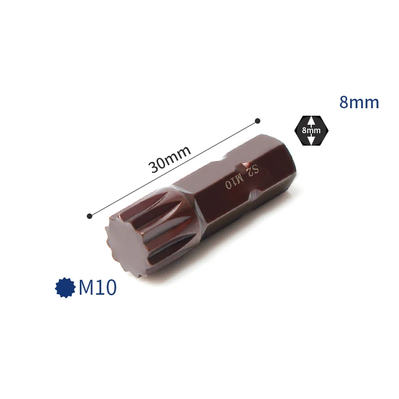 Imagem -04 - Comprimento Torx Chave de Fenda Bits 12 Pontos Estriados mm 16hex Shank Impacto Estrela Bit m5 m6 m8 M10 M12 s2 Ferramentas de Liga de Aço Peças 30 mm