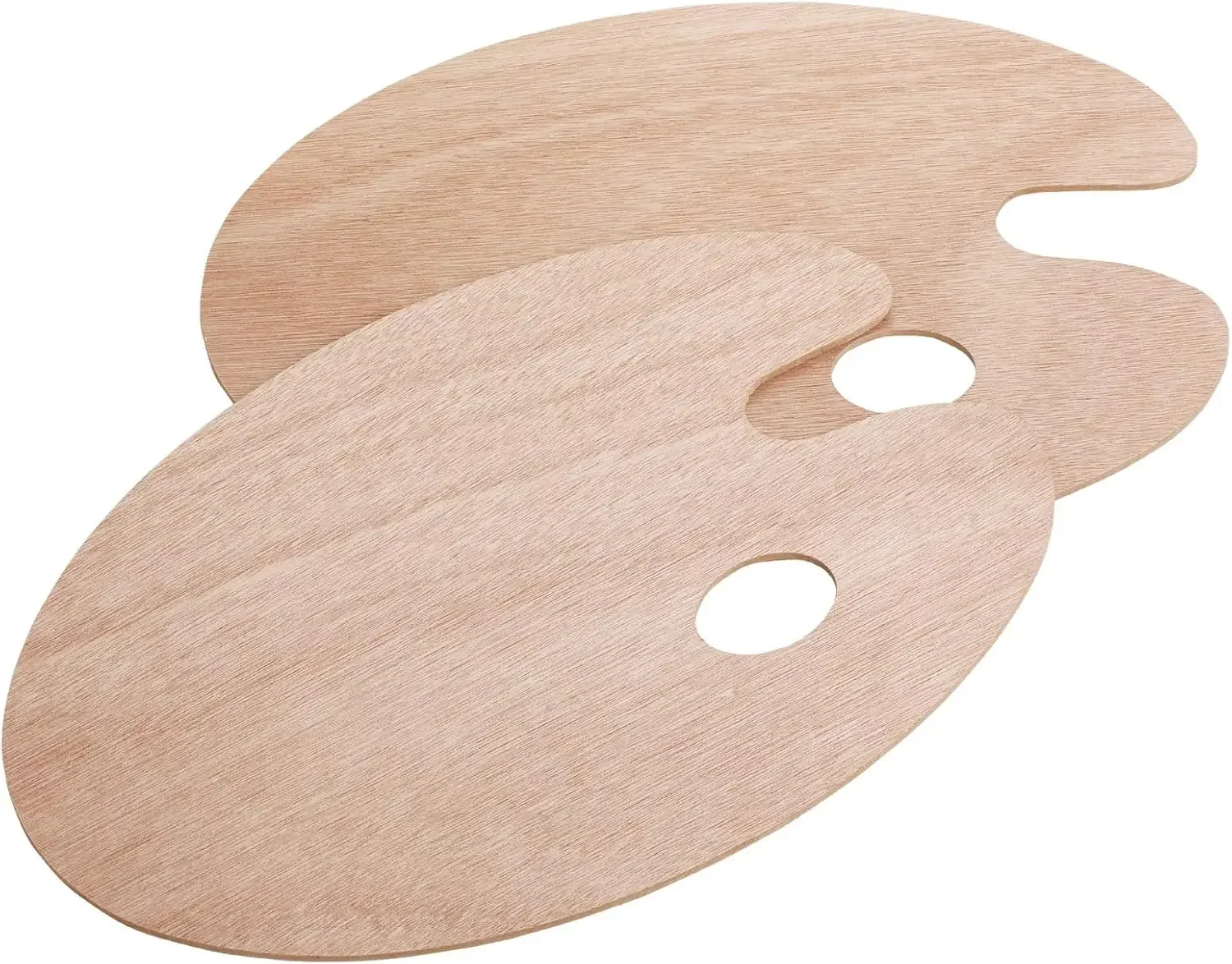 Wooden Artist Palette Set Of 2, Large Oval Oil Painting Palettes With Thumb Hole