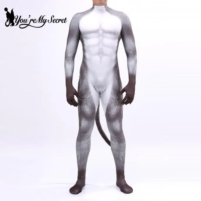 [You're My Secret]  Halloween Cosplay Costumes For Adults Animal Donkey Print Jumpsuit Bodysuits Unisex Catsuit Zentai with tail