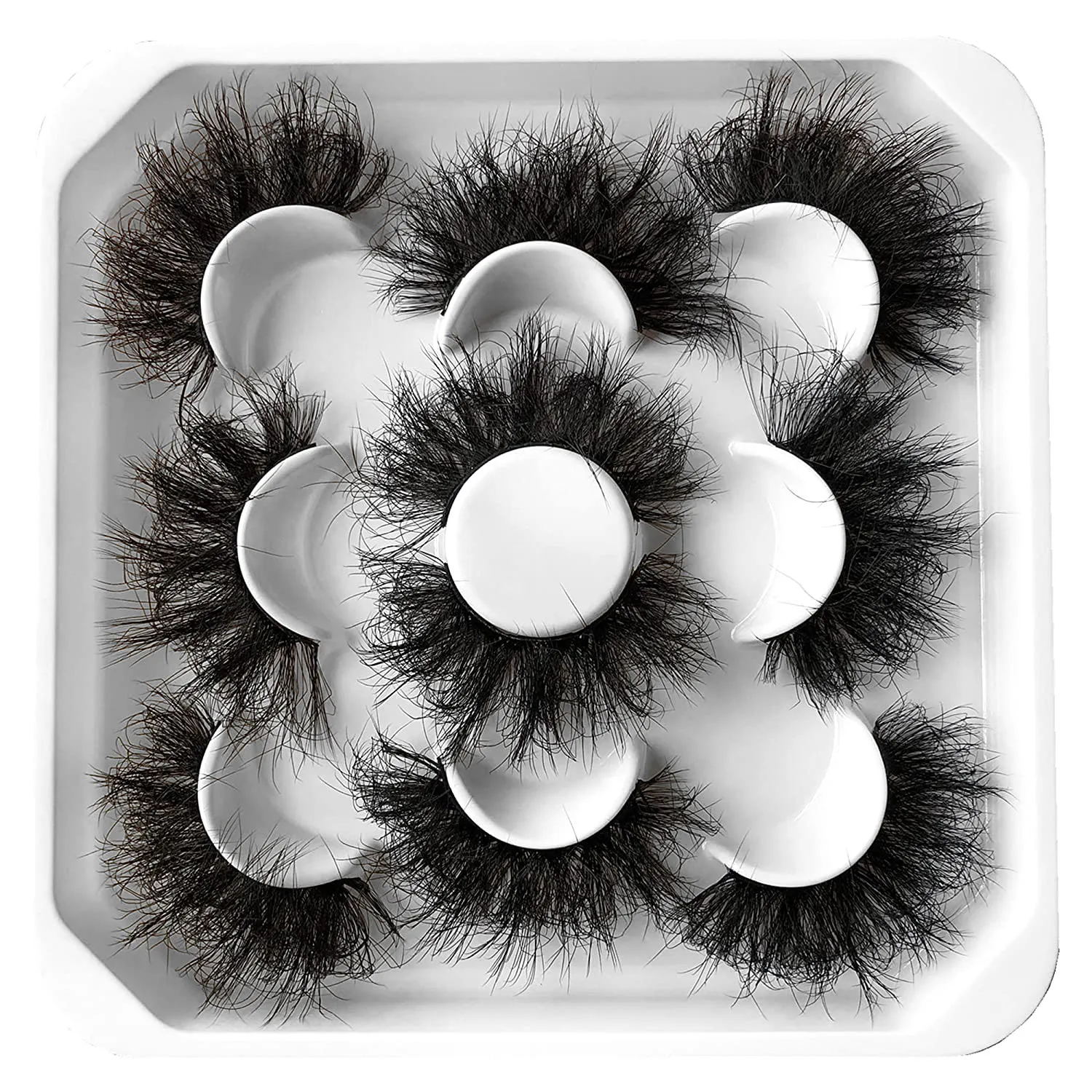 Pooplunch False Eyelashes 25MM Fluffy Dramatic Faux Mink Lashes 5 Pairs Long Thick Volume Messy Crossed Fake Eye Lashes Pack