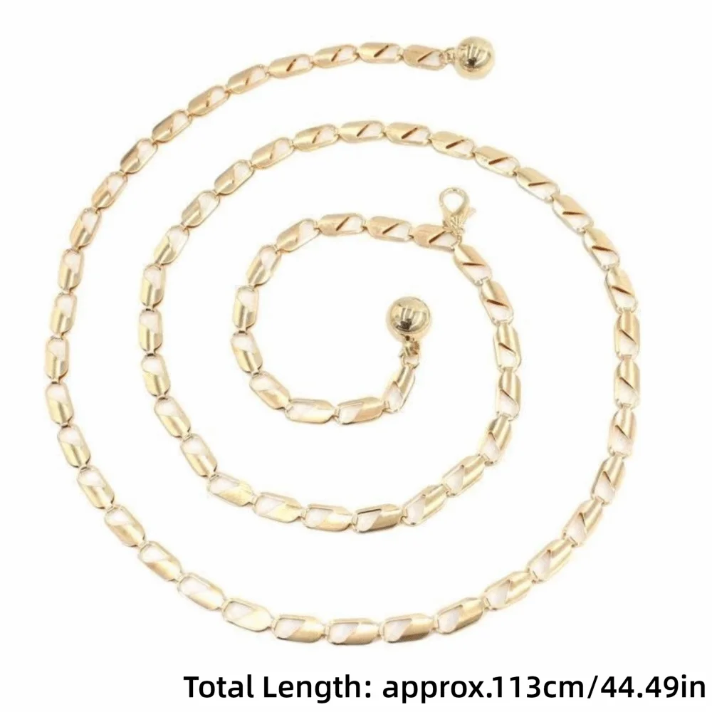 Hochwertige Retro-Metall-Taillenkette in Silber und Gold, Gravierte Hohlgürtel-Kette für Damenkleider – Detail 1