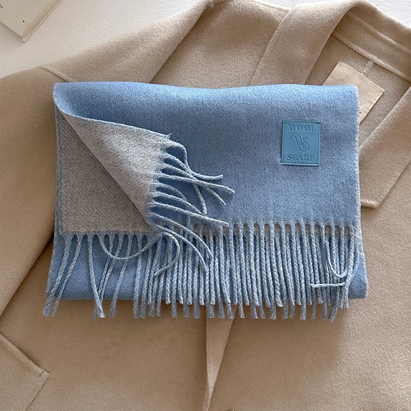 الشتاء وشاح من الصوف للنساء طويل دافئ شال كشمير التفاف الصلبة سيدة الأوشحة الحجاب الإناث الباشمينا باندانا رئيس الأوشحة سرق #5