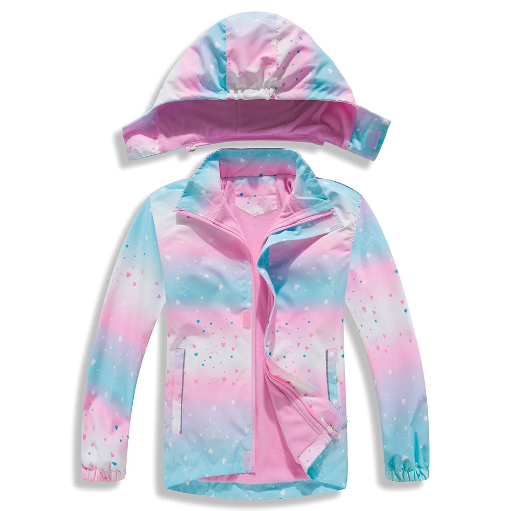 Waterproof Warmth Fleece Lined Detachable Hood Baby and Girls Zip Hiking Jackets Child Coats Kids Outfits 3-12 Years