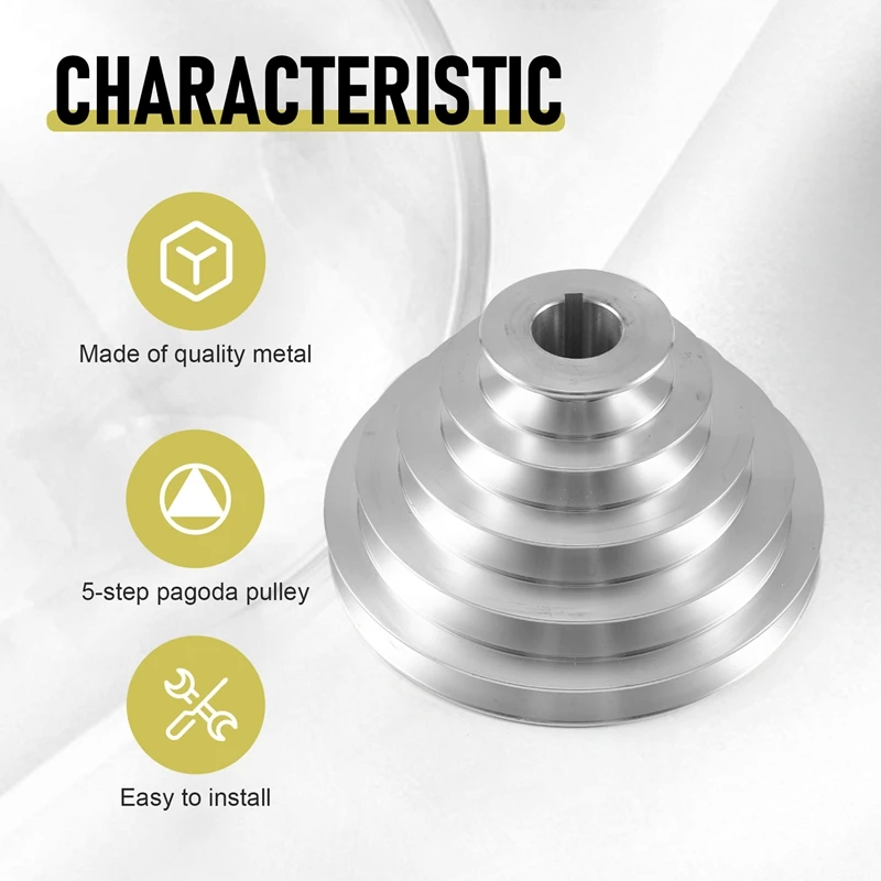 25Mm Bore Aluminum Pagoda Wheel A Type 5 Step Pagoda Pulley Wheel For V-Belt Timing Belt