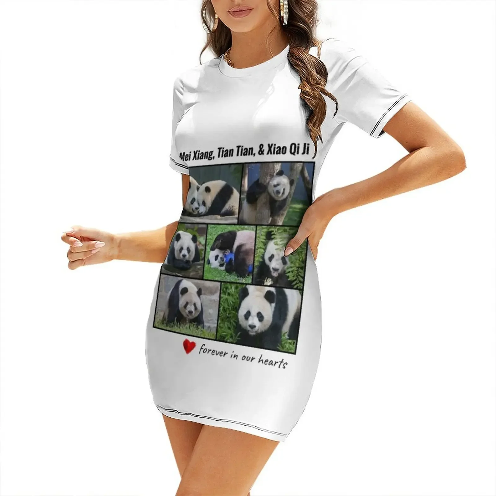 

National Zoo Panda Forever in Our Hearts Short-Sleeved Dress Dress women Clothing Long dresses Dress