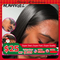 WowAngel 250% Upgraded 13x6 HD Lace Frontal Wigs Glueless Straight Human Hair Wigs Pre Plucked Natural Scalp Brazilian Hair